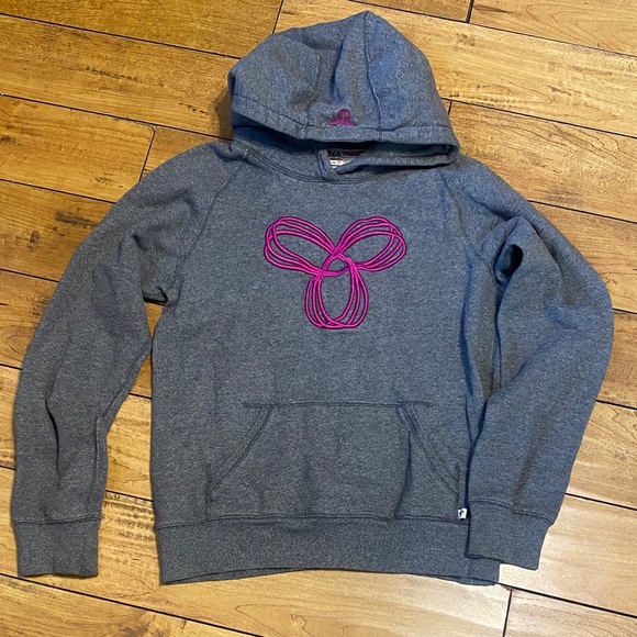 TNA Tops - TNA ARITZIA Heather Gray Hoodie with Pink Embroidery